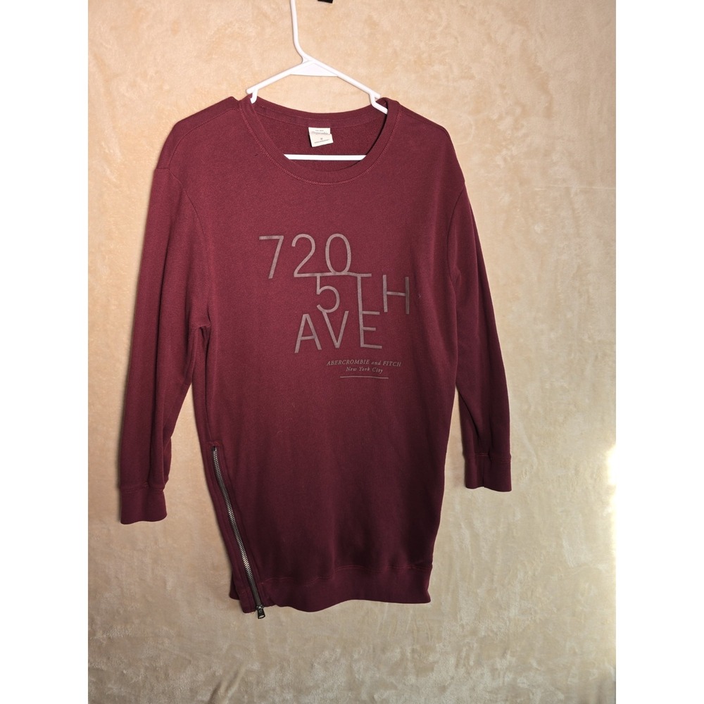 Abercrombie & Fitch 720 5th Ave Sweatshirt Women's Medium Burgundy Long Tunic214